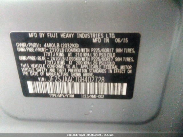 Photo 8 VIN: JF2SJAAC7GH402728 - SUBARU FORESTER 