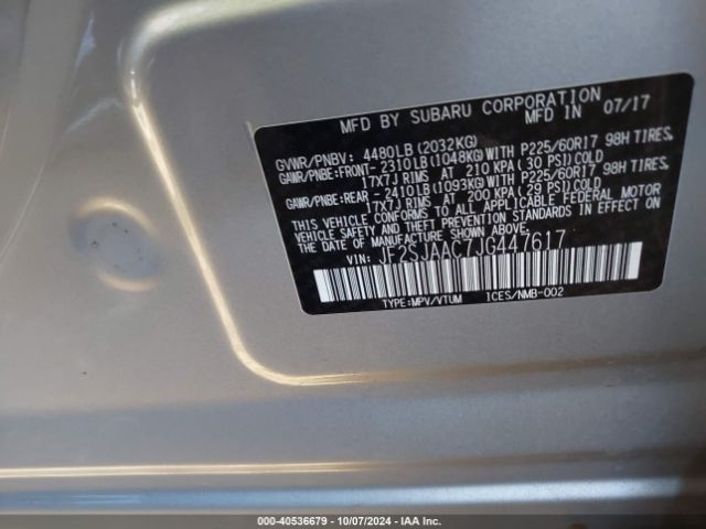 Photo 8 VIN: JF2SJAAC7JG447617 - SUBARU FORESTER 