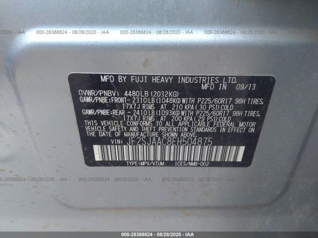 Photo 8 VIN: JF2SJAAC8EH504875 - SUBARU FORESTER 