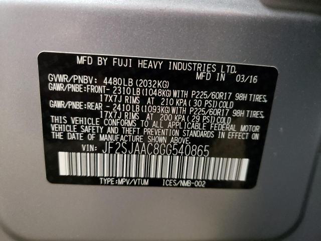 Photo 12 VIN: JF2SJAAC8GG540865 - SUBARU FORESTER 