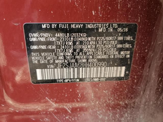 Photo 12 VIN: JF2SJAAC8HH400990 - SUBARU FORESTER 2 