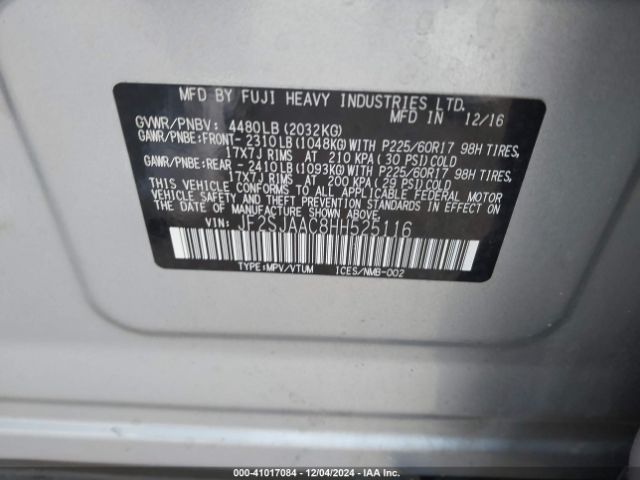 Photo 8 VIN: JF2SJAAC8HH525116 - SUBARU FORESTER 