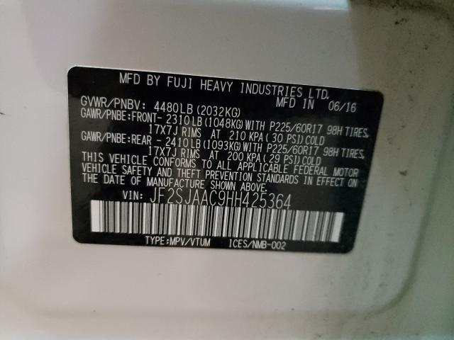 Photo 9 VIN: JF2SJAAC9HH425364 - SUBARU FORESTER 