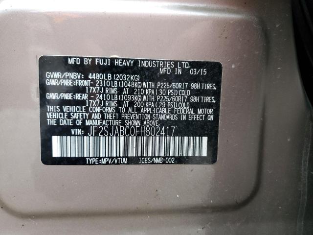 Photo 11 VIN: JF2SJABC0FH802417 - SUBARU FORESTER 2 