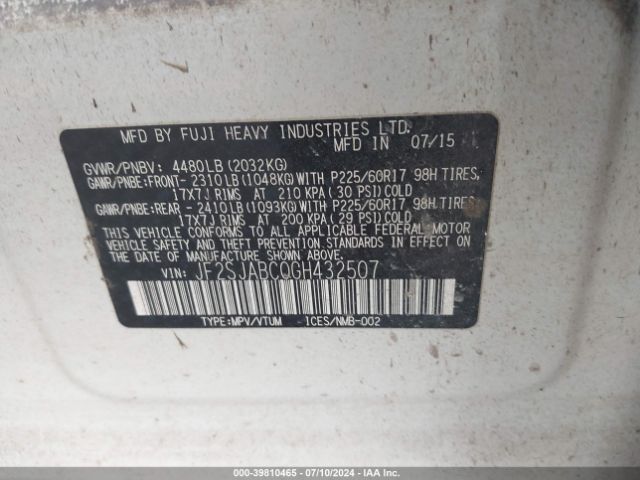 Photo 8 VIN: JF2SJABC0GH432507 - SUBARU FORESTER 