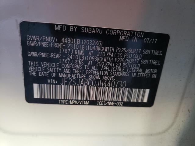 Photo 12 VIN: JF2SJABC0JH440730 - SUBARU FORESTER 