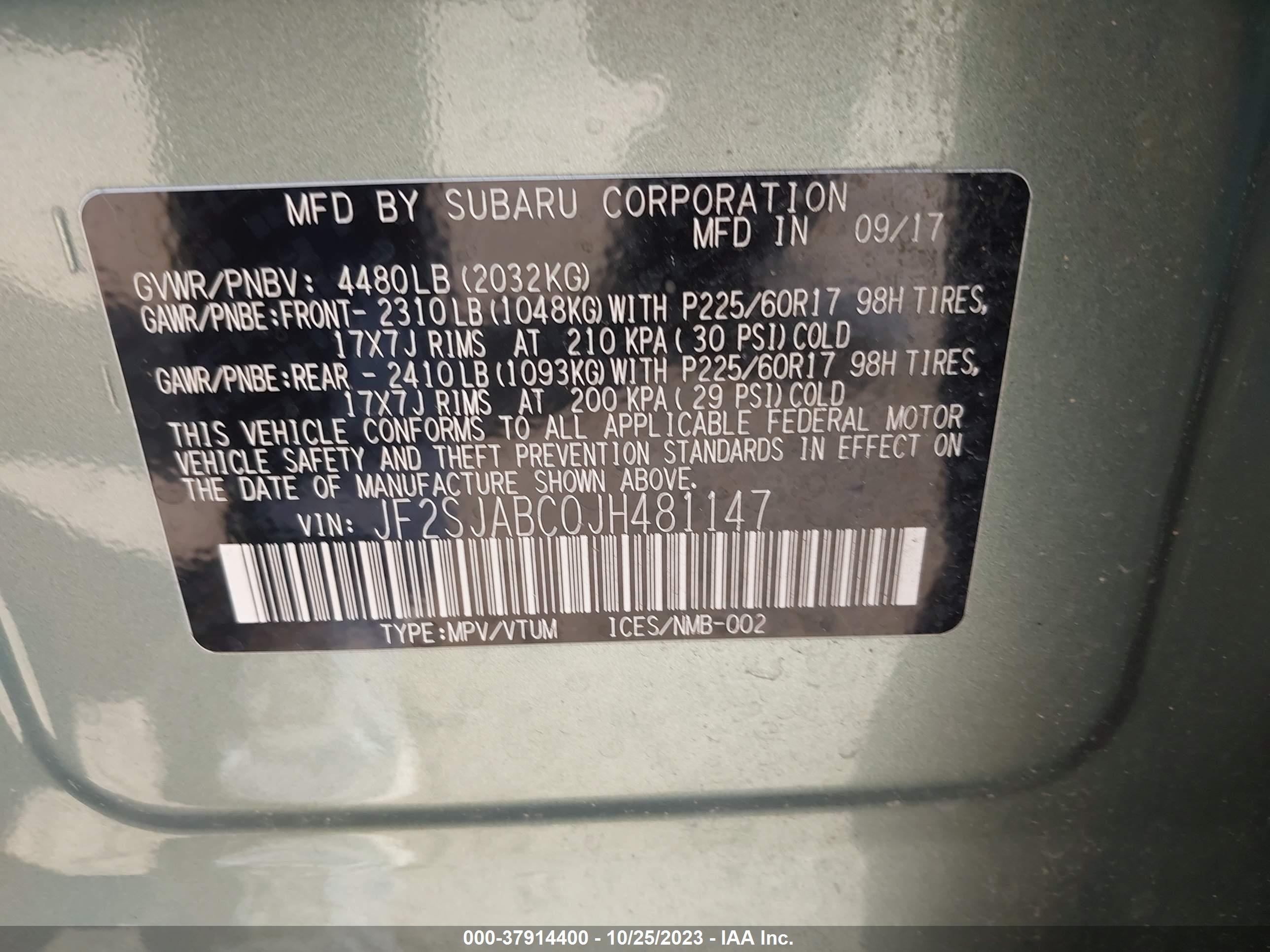 Photo 8 VIN: JF2SJABC0JH481147 - SUBARU FORESTER 