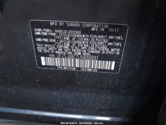 Photo 8 VIN: JF2SJABC0JH488891 - SUBARU FORESTER 