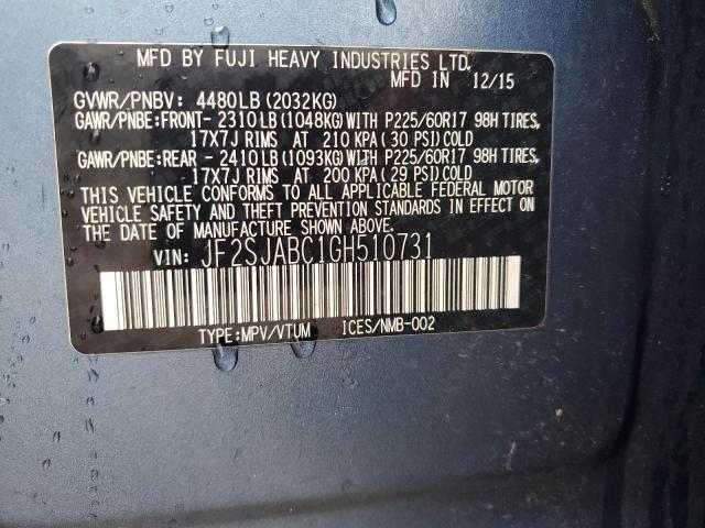 Photo 12 VIN: JF2SJABC1GH510731 - SUBARU FORESTER 2 