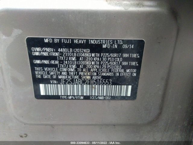 Photo 8 VIN: JF2SJABC2FH516553 - SUBARU FORESTER 