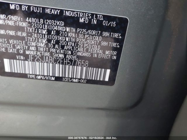 Photo 8 VIN: JF2SJABC2FH577658 - SUBARU FORESTER 