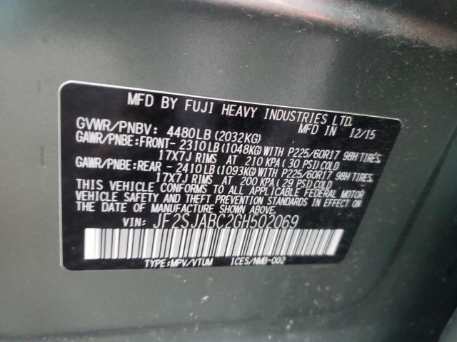 Photo 9 VIN: JF2SJABC2GH502069 - SUBARU FORESTER 2 