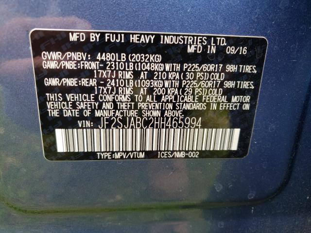 Photo 9 VIN: JF2SJABC2HH465994 - SUBARU FORESTER 2 