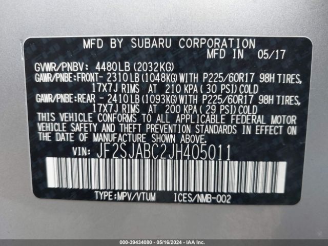 Photo 8 VIN: JF2SJABC2JH405011 - SUBARU FORESTER 