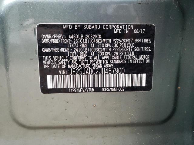 Photo 12 VIN: JF2SJABC2JH467900 - SUBARU FORESTER 2 