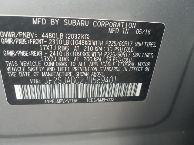 Photo 9 VIN: JF2SJABC2JH589401 - SUBARU FORESTER 2 