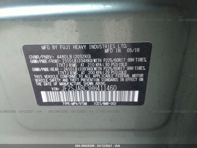 Photo 8 VIN: JF2SJABC3HH411460 - SUBARU FORESTER 