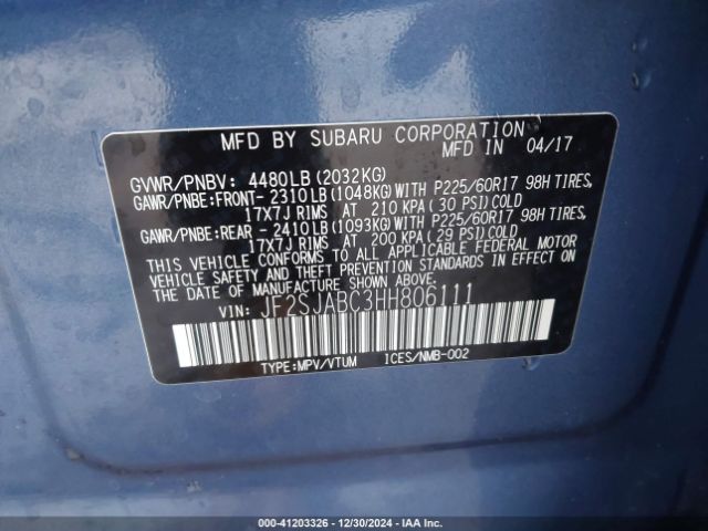 Photo 8 VIN: JF2SJABC3HH806111 - SUBARU FORESTER 