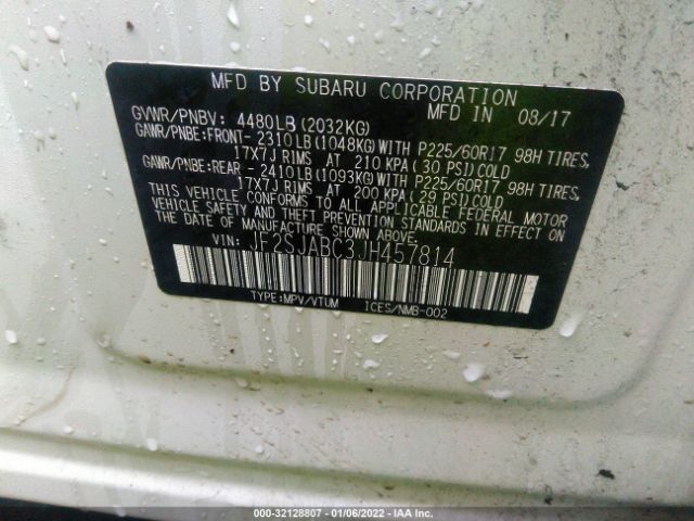 Photo 8 VIN: JF2SJABC3JH457814 - SUBARU FORESTER 