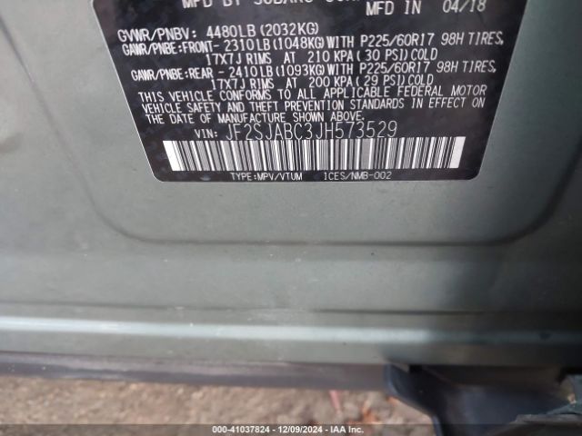 Photo 8 VIN: JF2SJABC3JH573529 - SUBARU FORESTER 