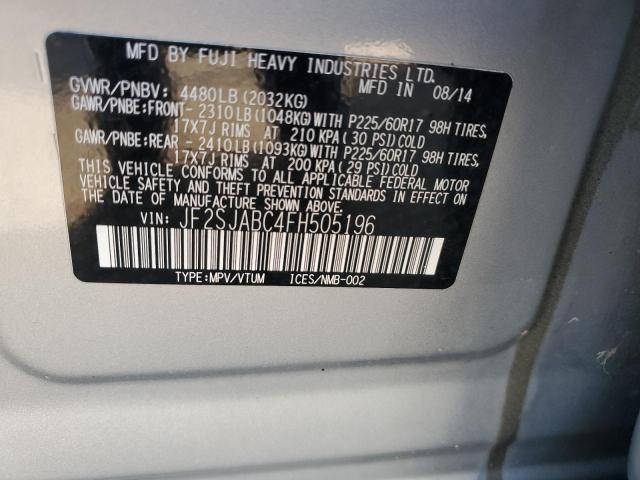 Photo 11 VIN: JF2SJABC4FH505196 - SUBARU FORESTER 2 