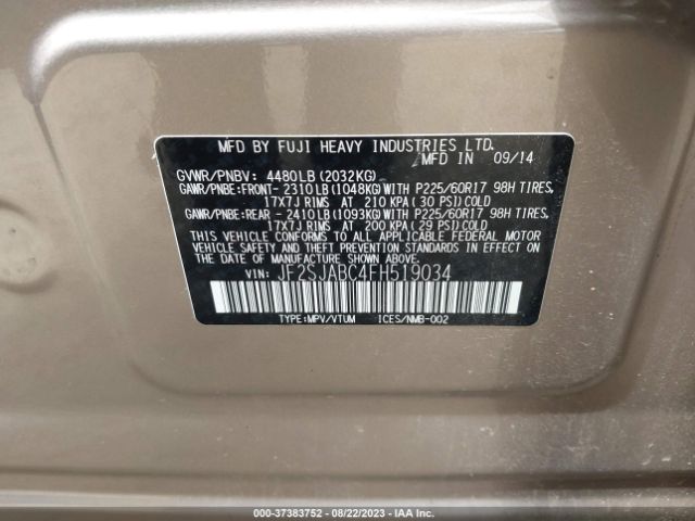 Photo 8 VIN: JF2SJABC4FH519034 - SUBARU FORESTER 