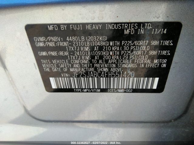 Photo 8 VIN: JF2SJABC4FH551420 - SUBARU FORESTER 