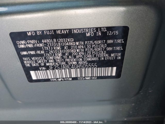 Photo 8 VIN: JF2SJABC4GH505555 - SUBARU FORESTER 