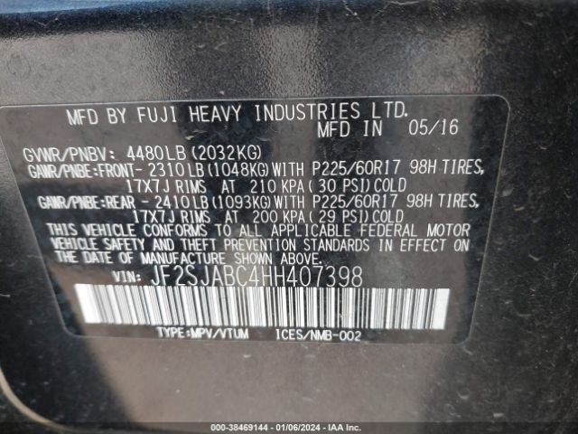 Photo 8 VIN: JF2SJABC4HH407398 - SUBARU FORESTER 