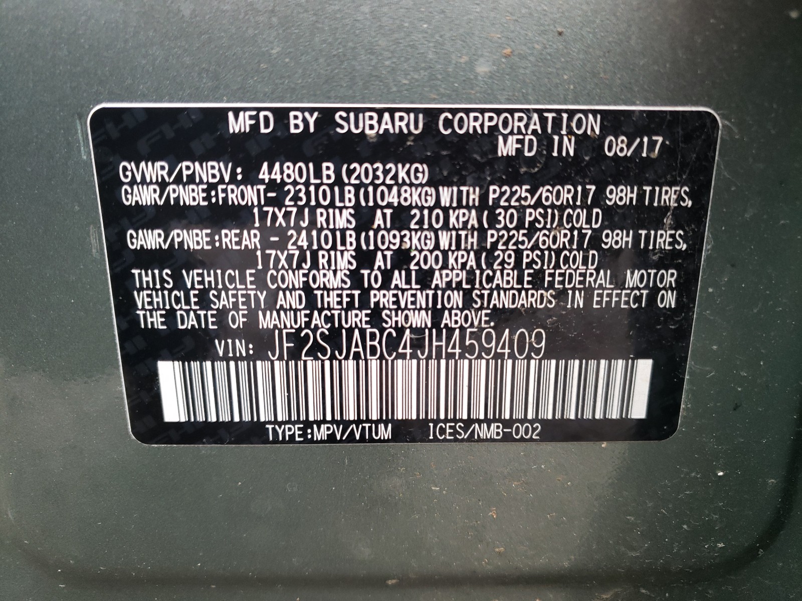 Photo 9 VIN: JF2SJABC4JH459409 - SUBARU FORESTER 2 