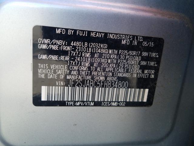 Photo 9 VIN: JF2SJABC5FH834800 - SUBARU FORESTER 2 