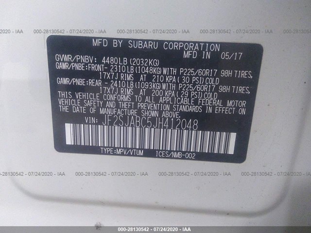 Photo 8 VIN: JF2SJABC5JH412048 - SUBARU FORESTER 