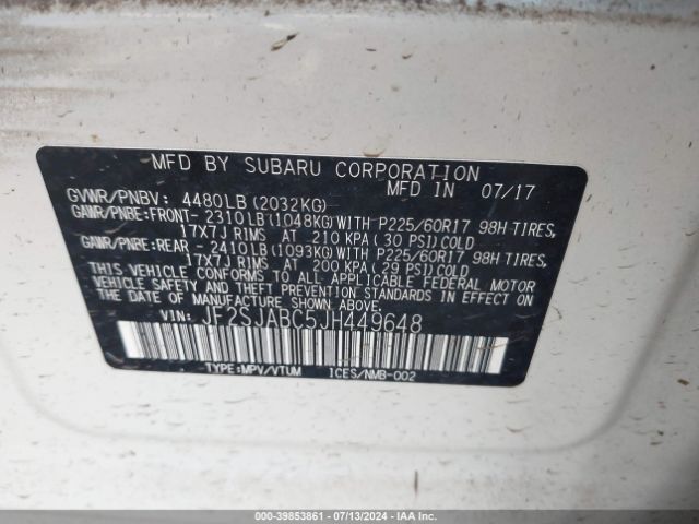 Photo 8 VIN: JF2SJABC5JH449648 - SUBARU FORESTER 