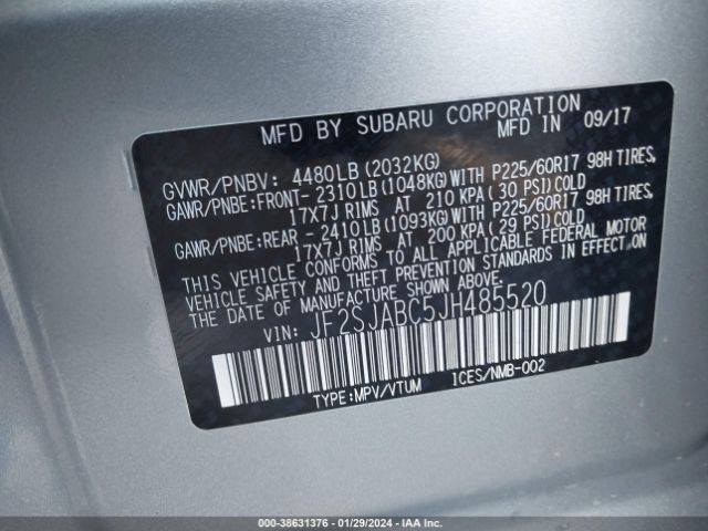 Photo 8 VIN: JF2SJABC5JH485520 - SUBARU FORESTER 