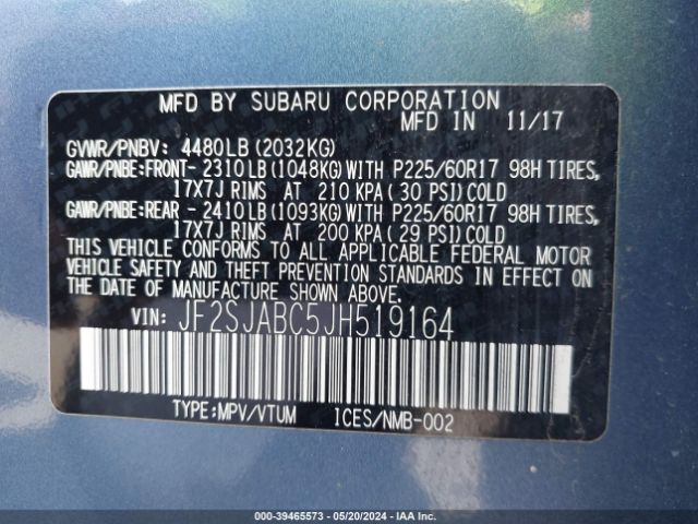 Photo 8 VIN: JF2SJABC5JH519164 - SUBARU FORESTER 