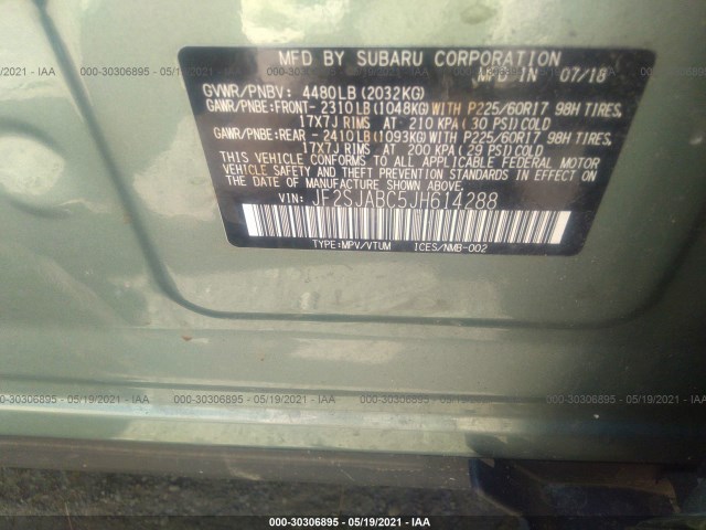 Photo 8 VIN: JF2SJABC5JH614288 - SUBARU FORESTER 