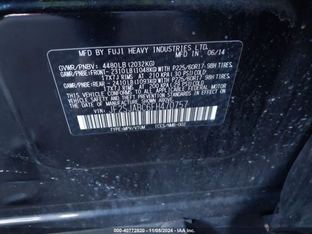 Photo 8 VIN: JF2SJABC6FH470757 - SUBARU FORESTER 