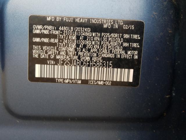 Photo 9 VIN: JF2SJABC6FH586315 - SUBARU FORESTER 2 