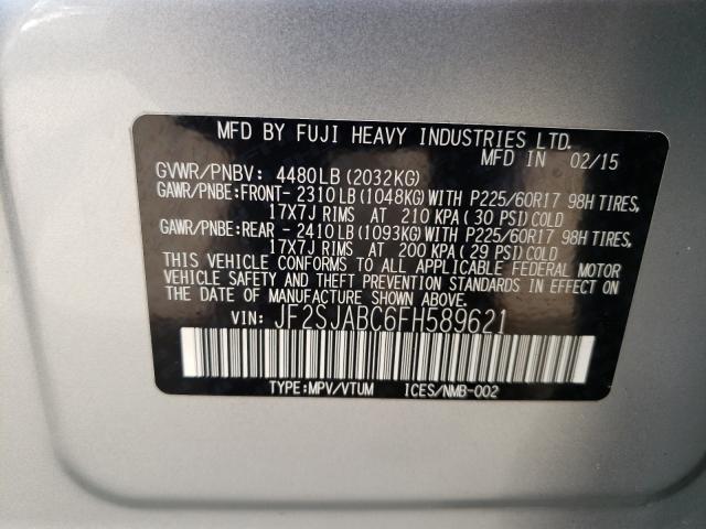 Photo 9 VIN: JF2SJABC6FH589621 - SUBARU FORESTER 2 