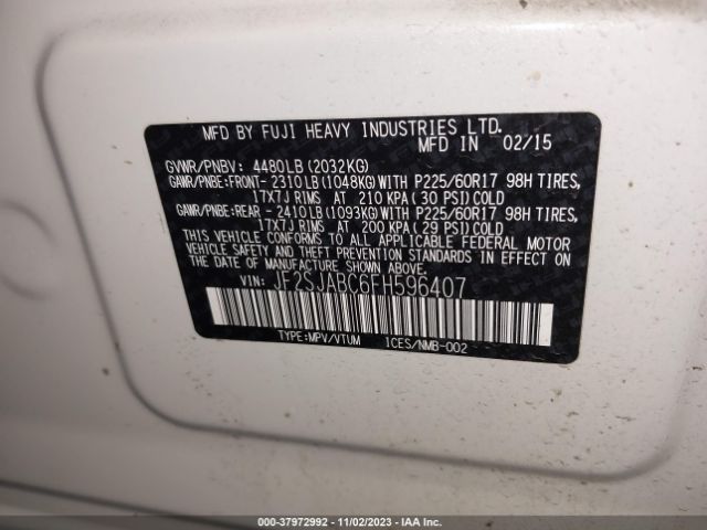 Photo 8 VIN: JF2SJABC6FH596407 - SUBARU FORESTER 