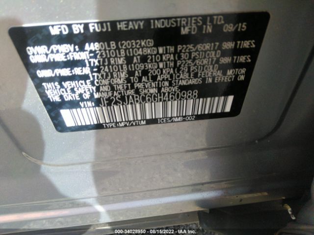 Photo 8 VIN: JF2SJABC6GH460988 - SUBARU FORESTER 