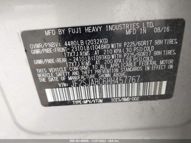 Photo 8 VIN: JF2SJABC6HH457767 - SUBARU FORESTER 