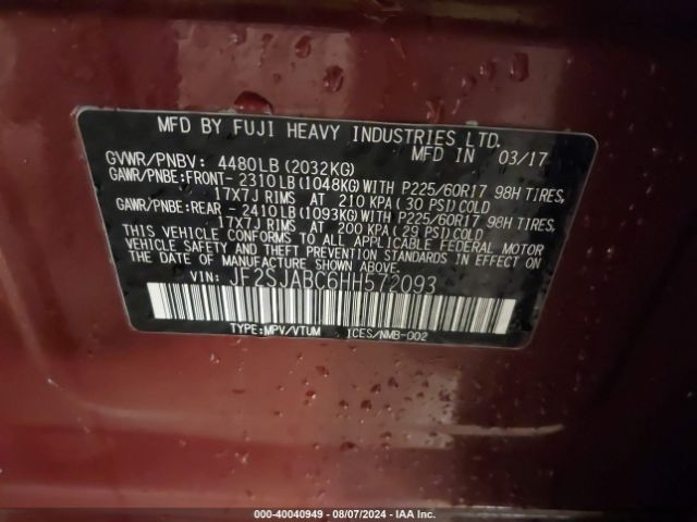 Photo 8 VIN: JF2SJABC6HH572093 - SUBARU FORESTER 