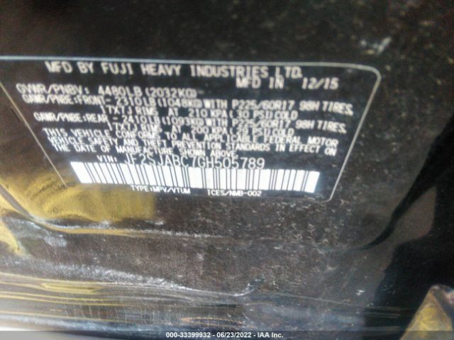 Photo 8 VIN: JF2SJABC7GH505789 - SUBARU FORESTER 