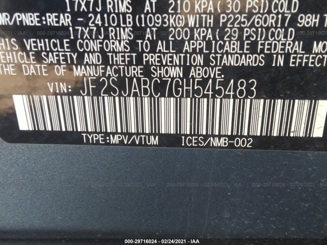 Photo 8 VIN: JF2SJABC7GH545483 - SUBARU FORESTER 