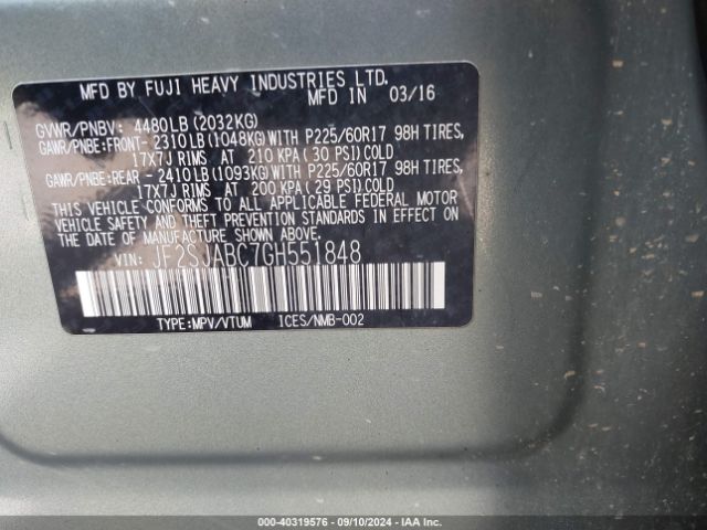 Photo 8 VIN: JF2SJABC7GH551848 - SUBARU FORESTER 