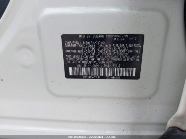 Photo 8 VIN: JF2SJABC7JH489004 - SUBARU FORESTER 