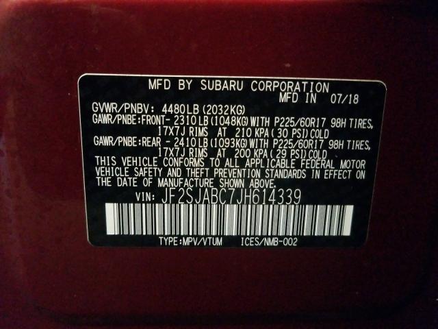 Photo 9 VIN: JF2SJABC7JH614339 - SUBARU FORESTER 2 