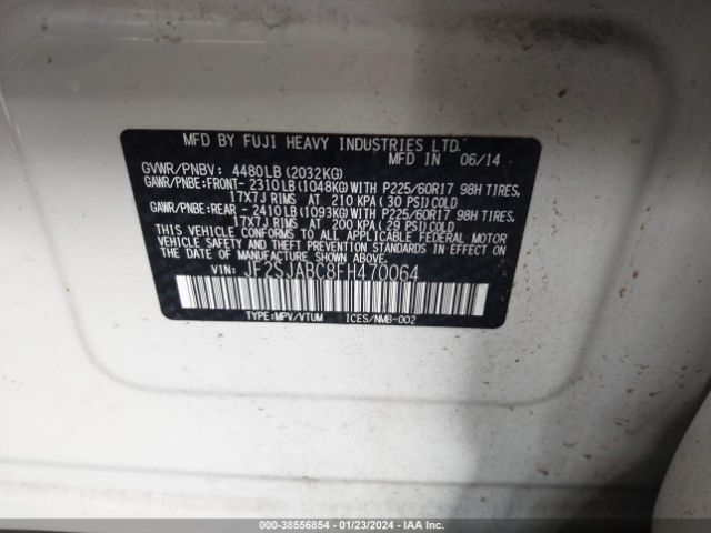 Photo 8 VIN: JF2SJABC8FH470064 - SUBARU FORESTER 