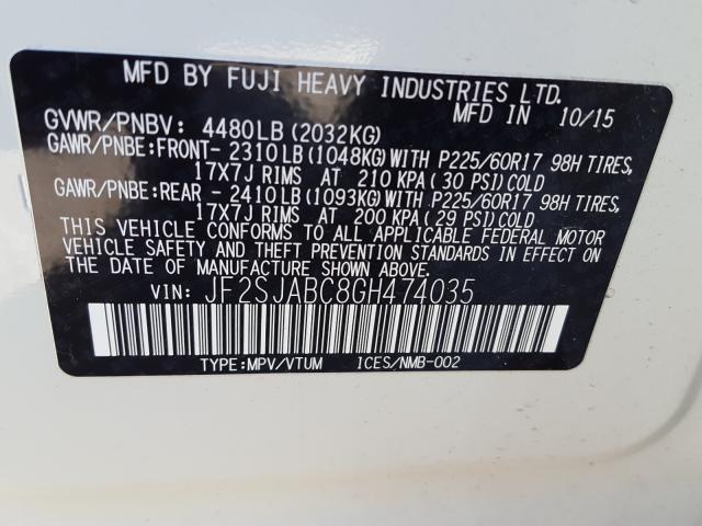 Photo 9 VIN: JF2SJABC8GH474035 - SUBARU FORESTER 2 